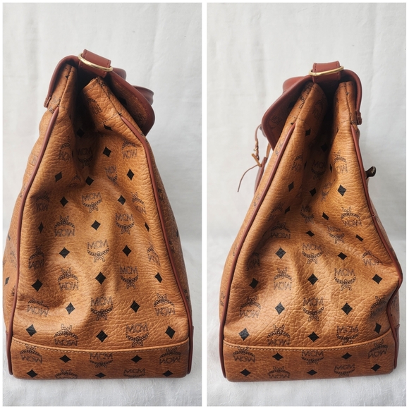 Auth MCM Cognac Visetos Men's Travel Bag - Picture 10 of 12